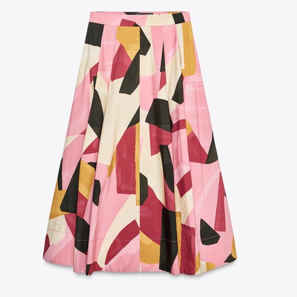 Zara Multicolor Abstract Midi Skirt - Picture 1 of 7